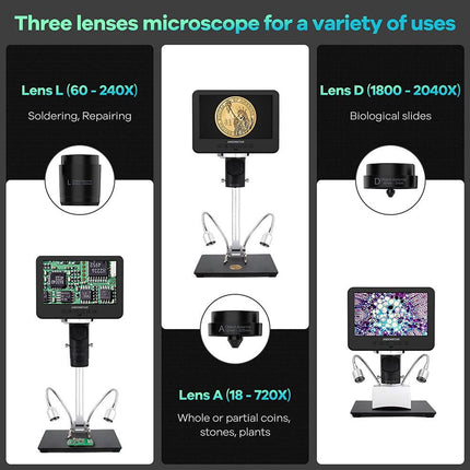 Andonstar AD246S - M 7" 3 - Lens HDMI Digital Microscope - Elektor