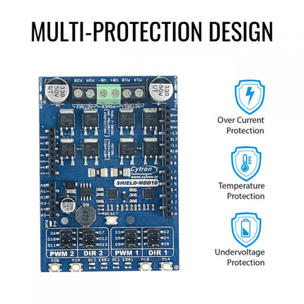 Cytron 10Amp 7 - 30 V DC Motor Driver Shield for Arduino (2 Channels) - Elektor