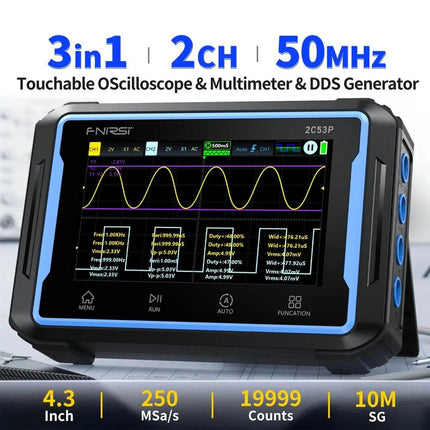 FNIRSI 2C53P (3 - in - 1) 2 - ch Oscilloscope (50 MHz) + Multimeter + Signal Generator - Elektor