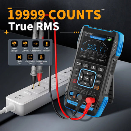 FNIRSI 2C53T Upgrade (3 - in - 1) 2 - ch Oscilloscope (50 MHz) + Multimeter + Signal Generator - Elektor